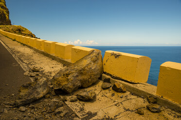 Spain, Canary Islands, Tenerife, rockfall, road at coast - WGF000391