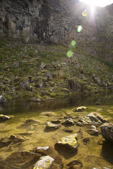 Iceland, rock face of canyon Asbyrgi at Joekulsargljufur National Park - FCF000331