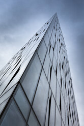 Island, Reykjavik, glass facade of office building, view from below - FCF000344