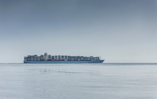 Spain, Andalusia, Tarifa, Strait of Gibraltar, Container ship - KBF000090