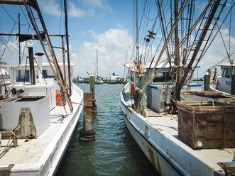 Marina with commercial fishing boats, Texas, USA - ABAF001447