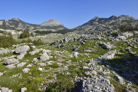 Montenegro, Crna Gora, Karstlandschaft im Lovcen-Nationalpark, lizenzfreies Stockfoto