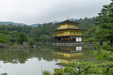 Japan, Kyoto, Kinkaku-ji, Kinkaku, Golden pavillon and pond - HLF000667