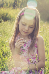 Girl with wildflower outdoors - SARF000753