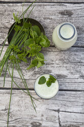 Herbal lassi with bio yogurt and different herbs - LVF001760