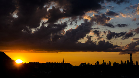 Germany, Berlin, Prenzlauer Berg at sunset stock photo