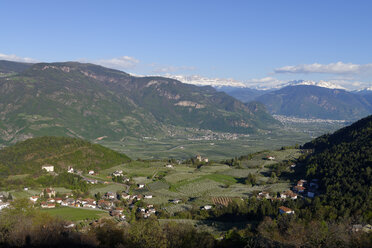 Italy, Southern Tyrol, View to Prissian and Nals stock photo