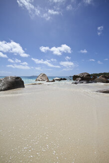 Seychelles, Praslin Island, View of the beach at Anse Lazio - KRPF000711