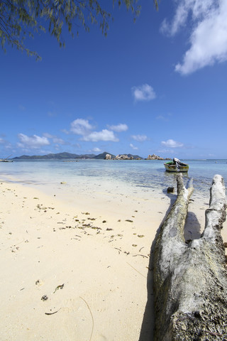 Seychellen, Insel La Digue, Strand, lizenzfreies Stockfoto