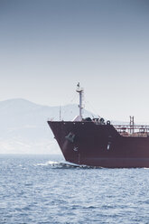 Spain, Andalusia, Tarifa, Strait of Gibraltar, Cargo ship, Ship's bow - KBF000095
