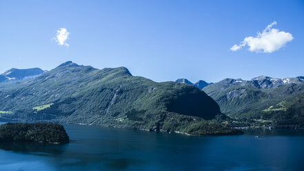 Norway, Alesund, landscape with fjord - NGF000211