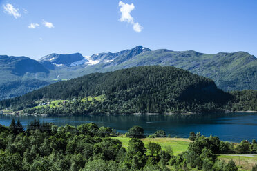 Norway, Alesund, landscape with fjord - NGF000212