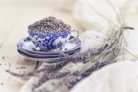 Lavendel in einer Tasse, lizenzfreies Stockfoto