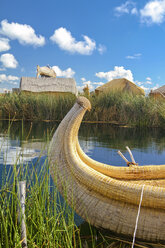 South America, Peru, Typical boat made of reed in the Lake Titicaca - KRPF000888