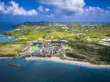 Caribbean, St. Lucia, Rodney Bay, Cap Estate, aerial photo of Hotel The Landings - AMF002659