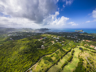 Karibik, St. Lucia, Cap Estate, Cottan Bay Village, Luftaufnahme der Plantation Bay Region - AMF002646