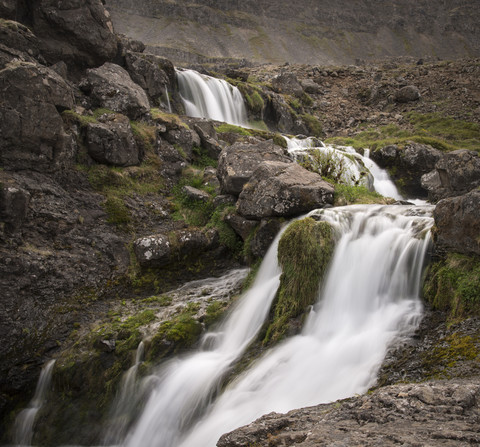 Island, Westfjorde, Dynjandi-Wasserfall, lizenzfreies Stockfoto