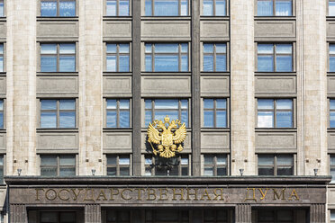 Russia, Central Russia, Moscow, State Duma, lower house of the Federal Assembly of Russia, Double eagle on the facade - FO006824
