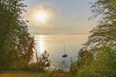 Deutschland, Bayern, Morgenstimmung am Simssee - SIEF005835