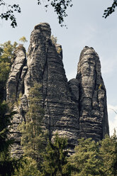 Deutschland, Sachsen, Blick auf das Elbsandsteingebirge im Raum Rathen - MSF004093