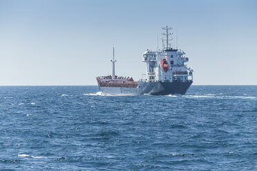 Spain, Andalusia, Tarifa, Strait of Gibraltar, Cargo ship - KBF000110