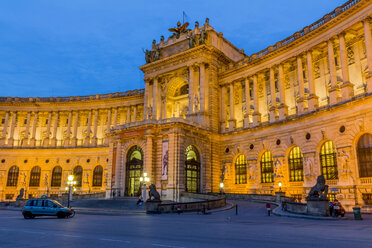 Austria, Vienna, view to lighted Hofburg Palace at twilight - EJWF000576