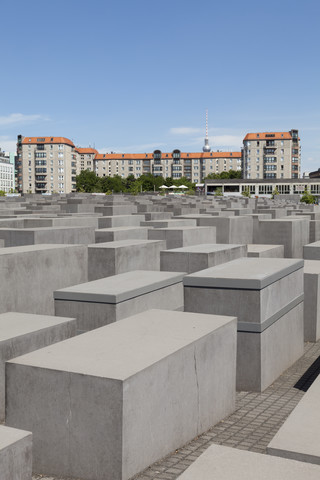 Germany, Berlin, Holocaust Memorial, Concrete stelaes stock photo