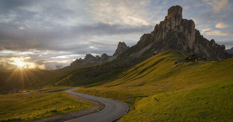 Italy, Veneto, Province of Belluno, Giau Pass, Monte Nuvolau at sunrise - MKFF000118