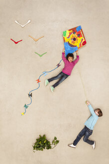 Boys flying kite - BAEF000779