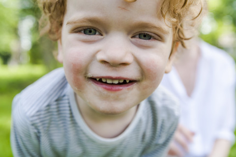 Portrait of smiling little boy stock photo