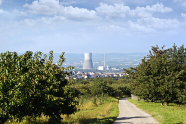 Deutschland, Rheinland-Pfalz, Mülheim-Kaerlich, Kernkraftwerk und Obstplantage - CSF022735