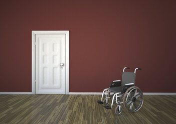 Rollstuhl mit geschlossener Tür, 3d Rendering - ALF000195