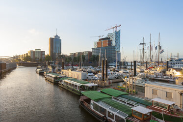 Deutschland, Hamburg, Niederhafen, im Hintergrund die Kehrwiederspitze - RJF000264