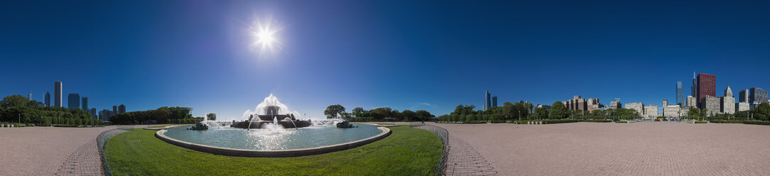 USA, Illinois, Chicago, Millennium Park mit Buckingham-Brunnen, 360-Grad-Panorama - FO006880
