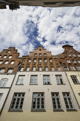 Germany, Lubeck, Stepped gable houses at Huxt Street - KRPF001026