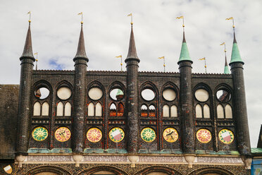 Germany, Lubeck, Brick facade of the Lubeck town hall - KRPF001031