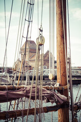 Germany, Schleswig-Holstein, Luebeck, Old town, Museum harbour, Museum ship, rigging - KRPF001039