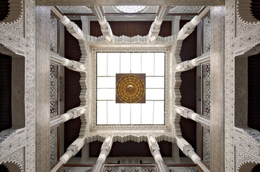 Morocco, Fes, skylight at entrance hall of Hotel Riad Fes - KMF001480