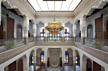 Morocco, Fes, entrance hall of Hotel Riad Fes - KMF001481