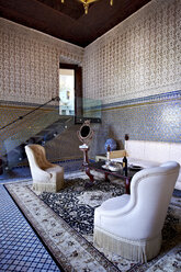 Morocco, Fes, saloon at Hotel Riad Fes - KMF001486