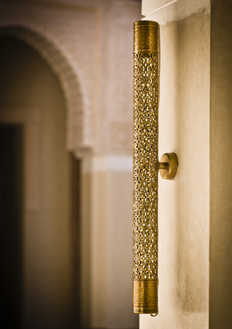 Morocco, Fes, Hotel Riad Fes, wall lamp stock photo