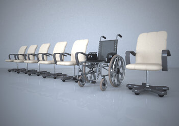 Reihe von Bürostühlen mit einem Rollstuhl - ALF000200