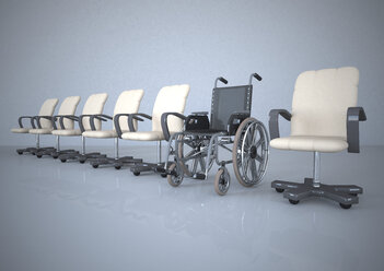 Row of office chairs with one wheelchair - ALF000200