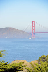 USA, Kalifornien, San Francisco, Blick von Lands End zur Golden Gate Bridge - BRF000697