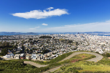 USA, California, San Francisco, View from Twin Peaks, City view with Market Street - FOF007068