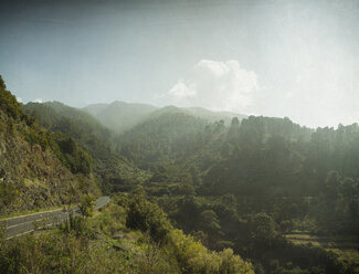 Spanien, Kanarische Inseln, La Palma, Lomo de la Crucita, Blick auf den Roque de las Muchachos - DWIF000195