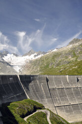 Switzerland, Canton of Bern, Bernese Alps, Upper Aare-Lake and Upper Aare-Glacier, dam wall - SCH000409