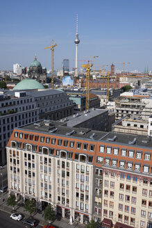 Germany, Berlin, Berlin-Mitte, Gendarmenmarkt, View to Berlin Cathedral, Berlin TV Tower and Red City Hall - WIF001058