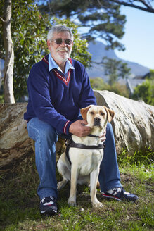 Portrait of visually impaired man and his guide dog - ZEF001002