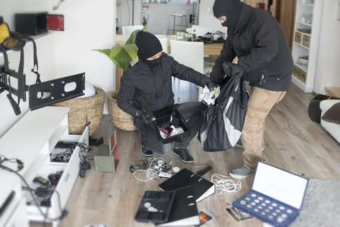 Zwei Einbrecher bei der Arbeit in einem Einfamilienhaus zur Tageszeit - ONF000613